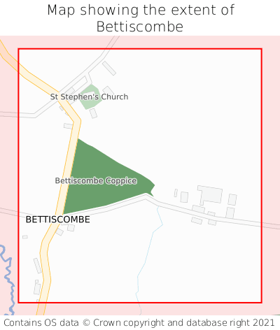Map showing extent of Bettiscombe as bounding box