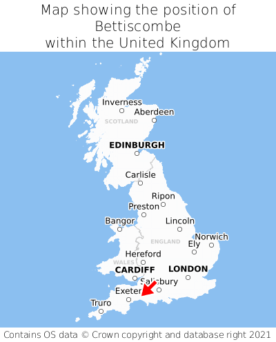 Map showing location of Bettiscombe within the UK