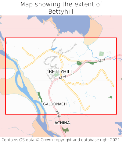 Map showing extent of Bettyhill as bounding box
