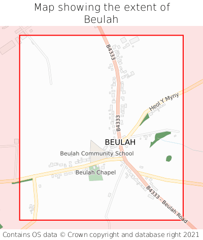 Map showing extent of Beulah as bounding box