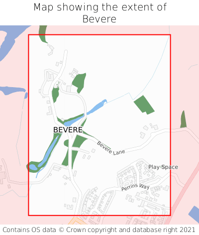 Map showing extent of Bevere as bounding box
