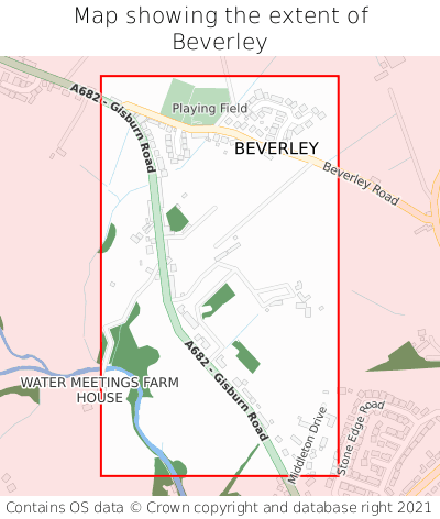 Map showing extent of Beverley as bounding box