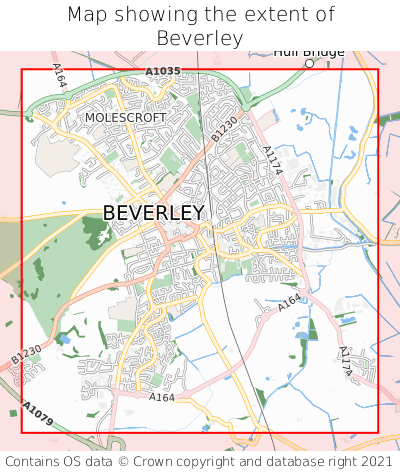 Map showing extent of Beverley as bounding box