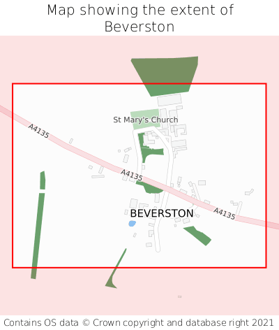 Map showing extent of Beverston as bounding box