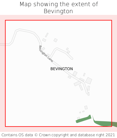 Map showing extent of Bevington as bounding box