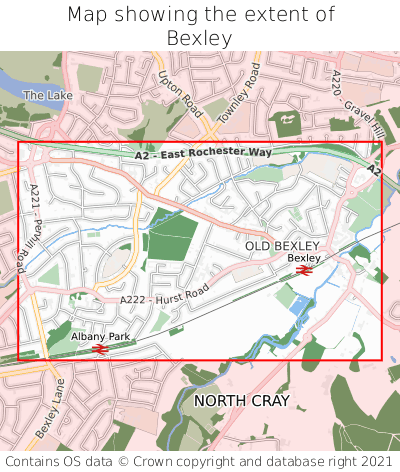 Map showing extent of Bexley as bounding box