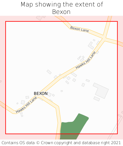 Map showing extent of Bexon as bounding box