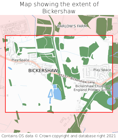 Map showing extent of Bickershaw as bounding box