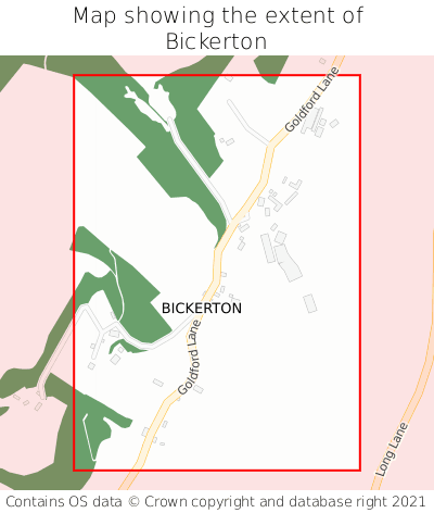Map showing extent of Bickerton as bounding box