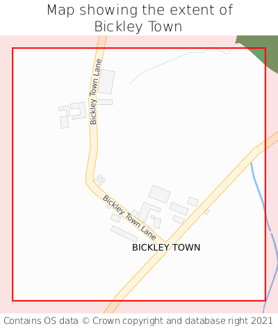 Map showing extent of Bickley Town as bounding box