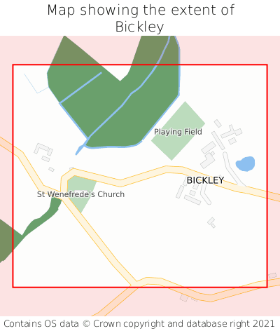 Map showing extent of Bickley as bounding box