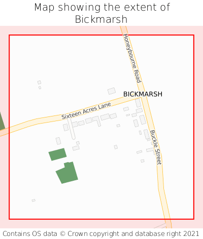 Map showing extent of Bickmarsh as bounding box