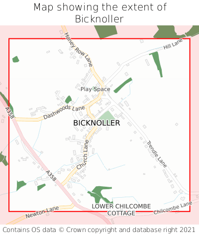 Map showing extent of Bicknoller as bounding box