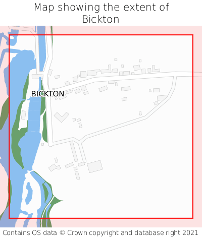 Map showing extent of Bickton as bounding box