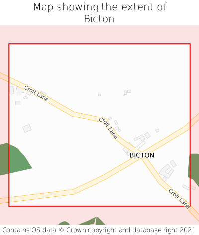 Map showing extent of Bicton as bounding box