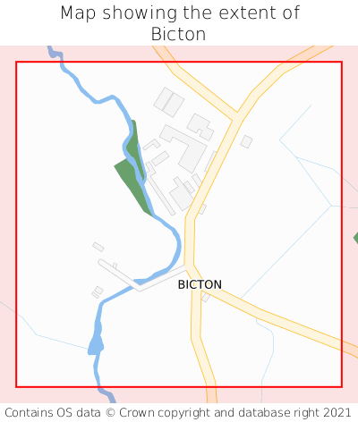 Map showing extent of Bicton as bounding box