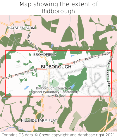 Map showing extent of Bidborough as bounding box
