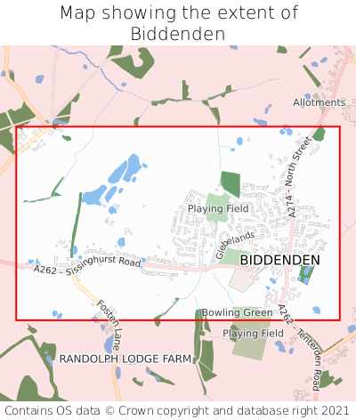 Map showing extent of Biddenden as bounding box