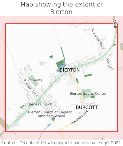 Map showing extent of Bierton as bounding box