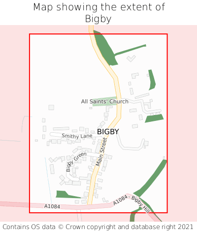 Map showing extent of Bigby as bounding box
