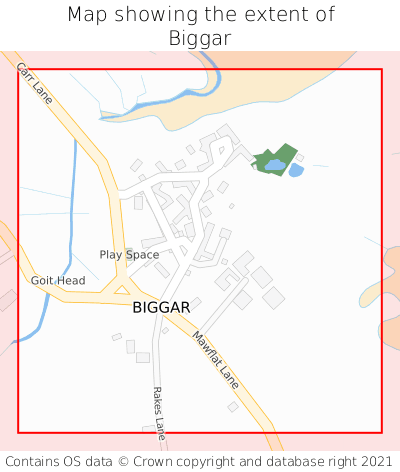 Map showing extent of Biggar as bounding box