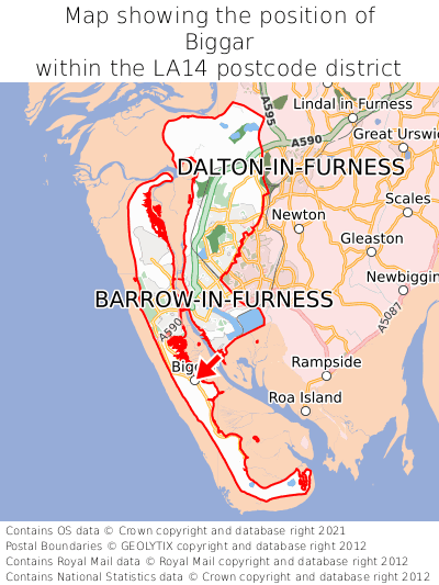 Map showing location of Biggar within LA14