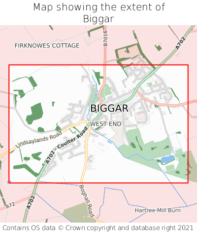 Map showing extent of Biggar as bounding box