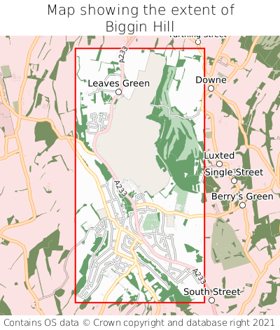 Map showing extent of Biggin Hill as bounding box