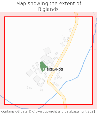 Map showing extent of Biglands as bounding box