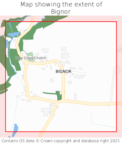 Map showing extent of Bignor as bounding box