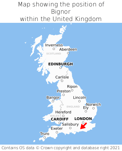 Map showing location of Bignor within the UK