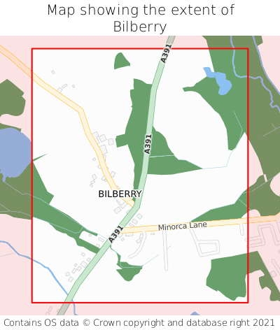 Map showing extent of Bilberry as bounding box