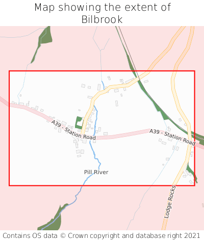 Map showing extent of Bilbrook as bounding box