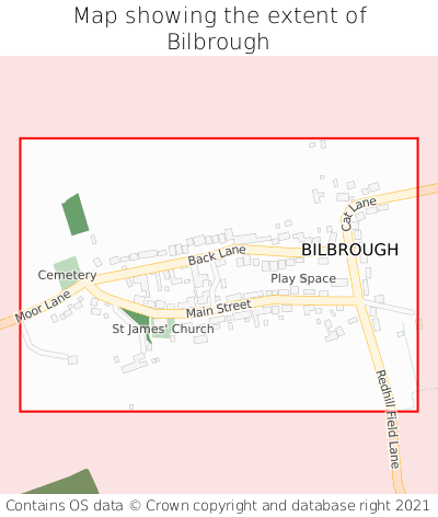 Map showing extent of Bilbrough as bounding box