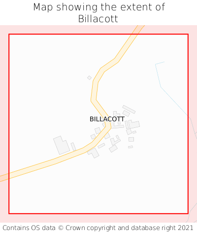 Map showing extent of Billacott as bounding box