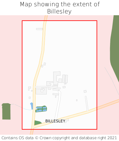 Map showing extent of Billesley as bounding box