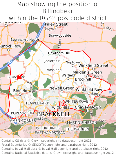 Map showing location of Billingbear within RG42