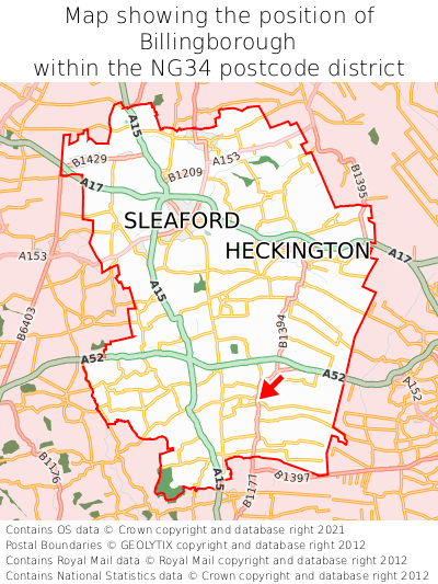 Map showing location of Billingborough within NG34