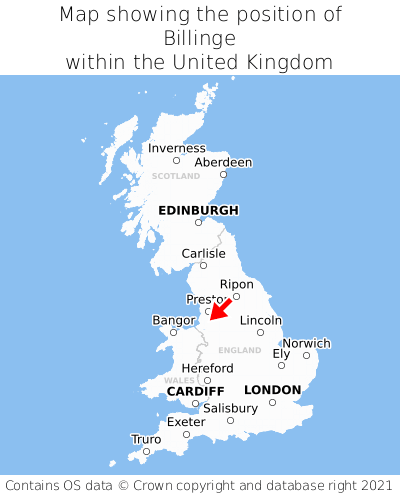 Map showing location of Billinge within the UK