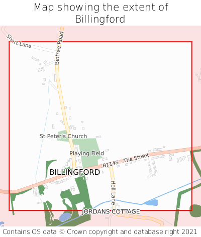 Map showing extent of Billingford as bounding box