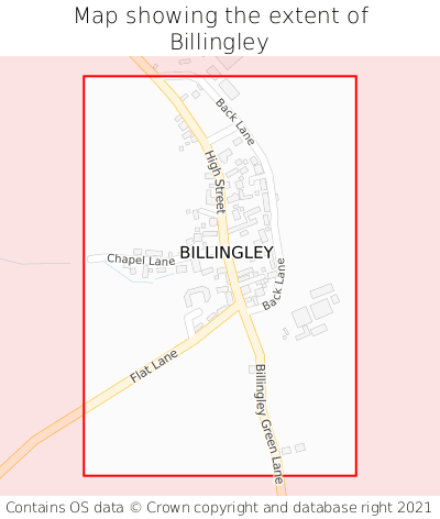 Map showing extent of Billingley as bounding box