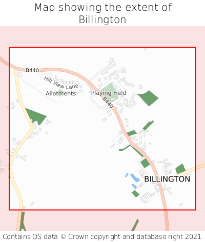Map showing extent of Billington as bounding box