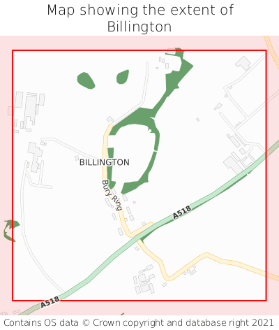 Map showing extent of Billington as bounding box