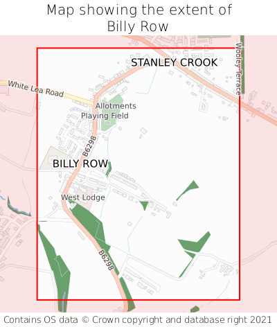 Map showing extent of Billy Row as bounding box
