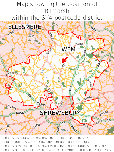 Map showing location of Bilmarsh within SY4