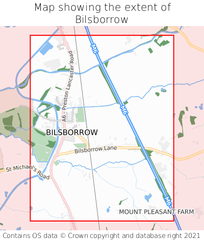Map showing extent of Bilsborrow as bounding box