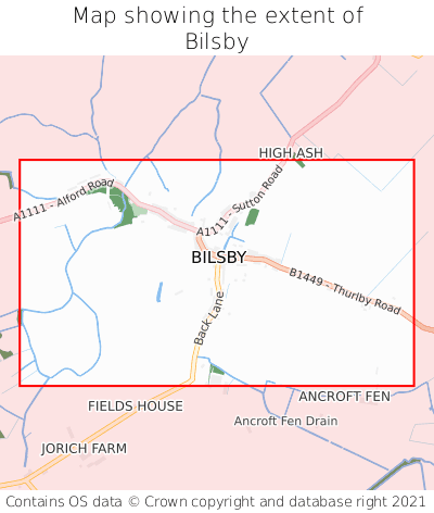 Map showing extent of Bilsby as bounding box
