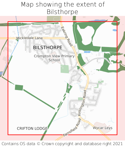 Map showing extent of Bilsthorpe as bounding box