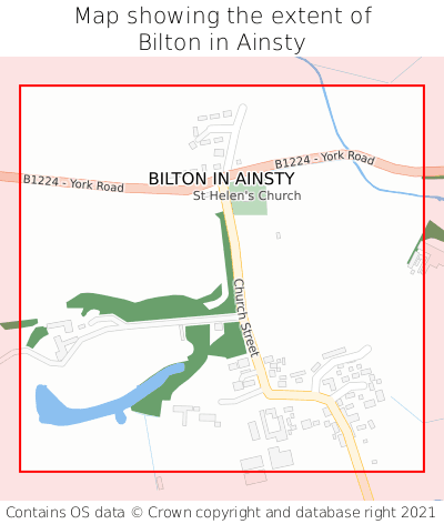 Map showing extent of Bilton in Ainsty as bounding box