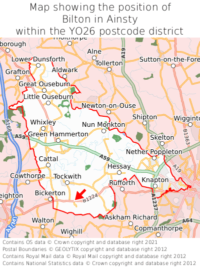 Map showing location of Bilton in Ainsty within YO26